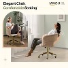 VINGLI Modern Curved Office & Vanity Desk Chair, Cute Upholstered Nail Chair with Wheels & 360° Swivel & Club & Tilting, Velvet Chenille, Khaki - 3 of 4