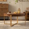 VYNXARIA Modern Round Coffee Table - Carved Pine Top with Golden Metal Legs - 2 of 4