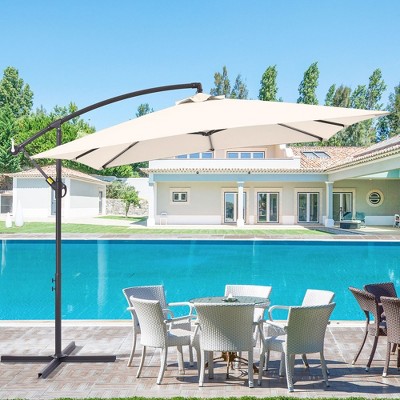 Sonkuki 8.2x8.2 FT Outdoor Hanging Umbrella Patio Offset W/t Cross Fade-resistant