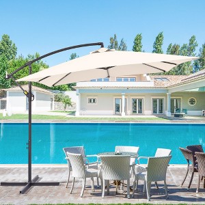 Sonkuki 8.2x8.2 FT Outdoor Hanging Umbrella Patio Offset W/t Cross Fade-resistant - 1 of 4