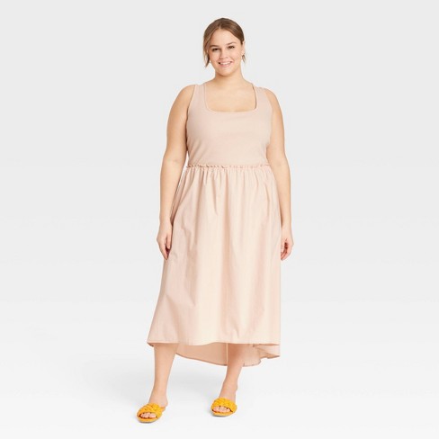 WEAR IN GOOD HEALTH ~ $350 XS Cream EXPOSED SEAM BALLET Neck Knee Length  Dress