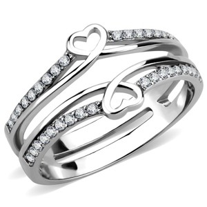 Slickblue Polished Stainless Steel Ring for Women with Clear CZ - Heart Design, Elegant Jewelry, Size 5-10 - 1 of 4
