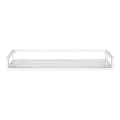 Elegant White and Glass 24" Wall Shelf for Modern Decor