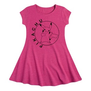 Girls' - Pokémon - Pikachu Circle Fit & Flair Cap Sleeve Dress - 1 of 3