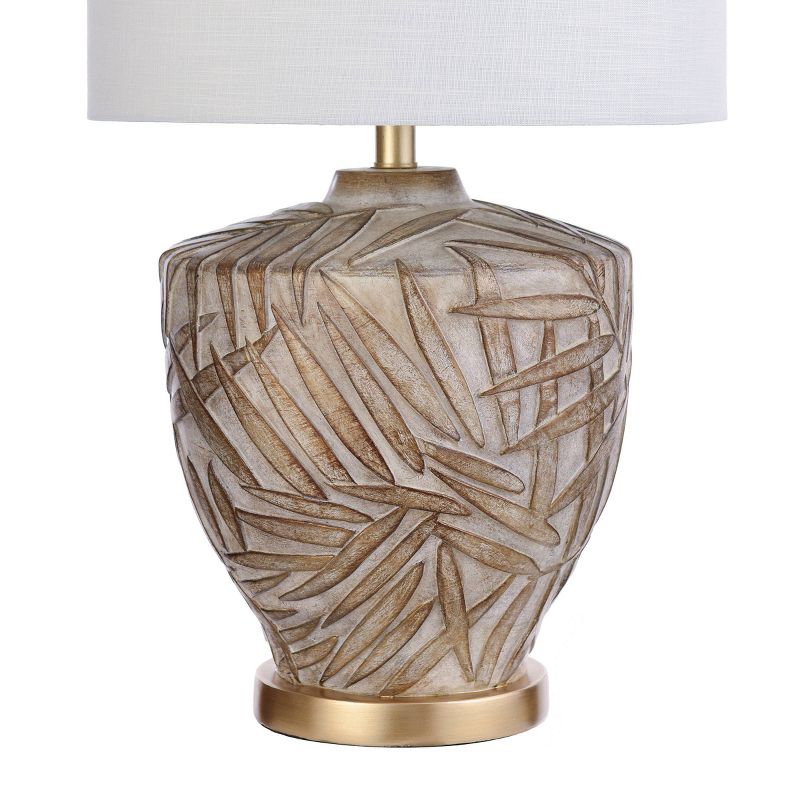 Lalita Palm Leaf Print Table Lamp with Fabric Shade White/Gold - StyleCraft, 4 of 7