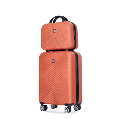 2 Piece Luggage Set,14"+20" ABS Lightweight Suitcase,20 Inch Spinner Wheel Luggage,14 Inch Makeup Box,Carry On Suitcase-Cuddlewood