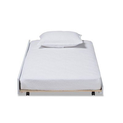 Alya White and Gold Twin Wood Trundle Bed Frame