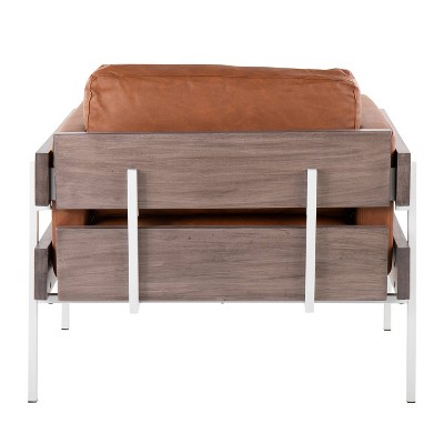 Kari White Metal and Grey Wood Camel Faux Leather Accent Chair