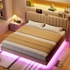 Floating Bed Frame with Charging Station & Storage Headboard, Upholstered Platform King Size Bed Frame with LED Lights, Solid Wood Slats - 2 of 4