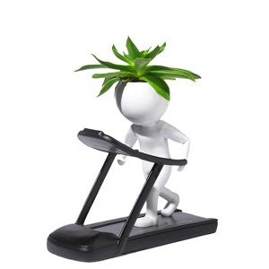 Funny Sporting Succulents, Potted Plants Pots Yoga Ceramic Pot, Cute Planter Flower Porcelain Holder Container (Excluding Plants) Fitness Flowerpot - 1 of 2