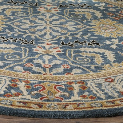 Antiquity Hand-Tufted Dark Blue and Multi Wool Round Rug
