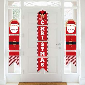 Big Dot of Happiness Jolly Santa Claus - Hanging Vertical Paper Door Banners - Christmas Party Wall Decoration Kit - Indoor Door Decor