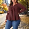 Agnes Orinda Women's Plus Size Long Sleeve V Neck Pleated Fall Casual Tunics Blouses - 2 of 4