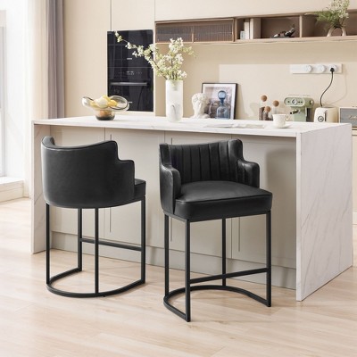 Hyleory Set of 2 Modern PU Leather Bar Stools – Stylish & Comfortable Seating
