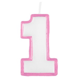 Pink 1st Birthday Candle