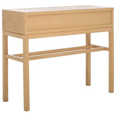 Ajana Light Wood and Black Metal Console Table with Storage