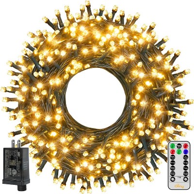 Ollny 400 LED Warm White Christmas Lights (Green Cable, Plug in, 8 Modes)