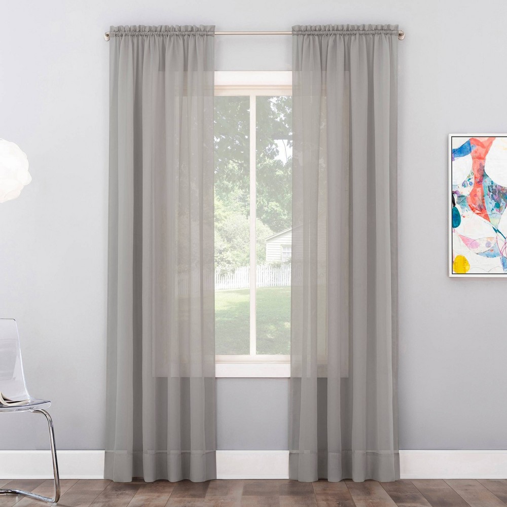 Photos - Curtains & Drapes 63"x59" Calypso Voile Rod Pocket Sheer Curtain Panel Silver - No. 918