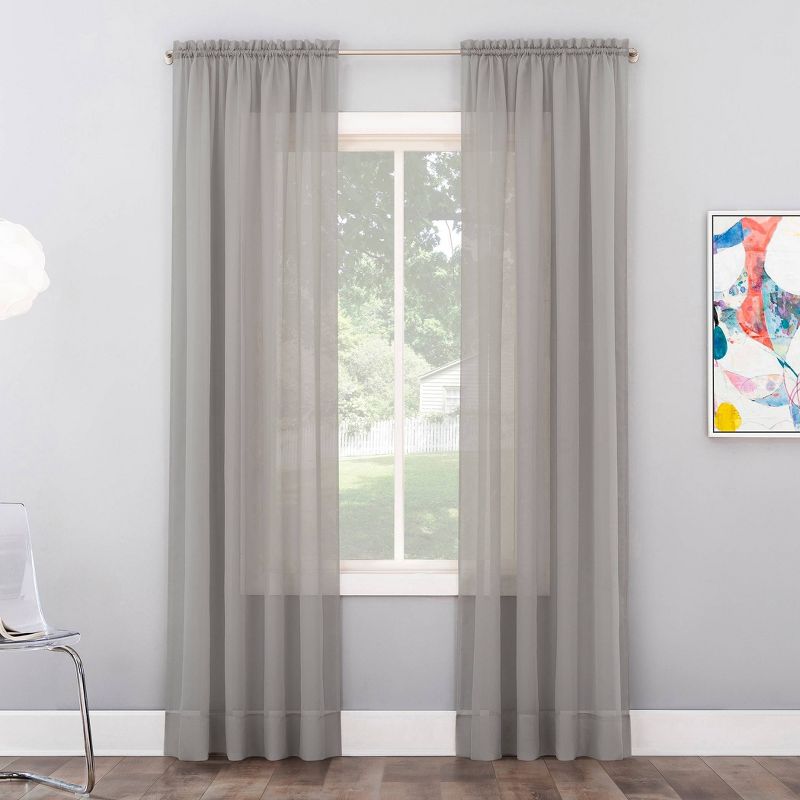 Calypso Voile Rod Pocket Sheer Curtain Panel - No. 918 , 1 of 10