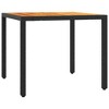 vidaXL 3 Piece Patio Dining Set - Black Poly Rattan with Cushions and Square Acacia Wood Table - Outdoor/Garden/Backyard Furniture - 4 of 4
