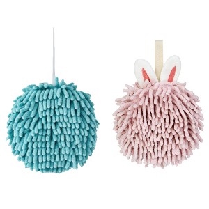 REGALWOVEN 2 Pcs Comfortable Soft Absorbent Chenille Fuzzy Hand Towels - 1 of 4
