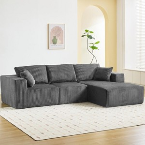 Sectional Couch Sofa, 108" Cloud Modular Modern L-Shaped Sofa with Chaise Lounge, Plush Corduroy Fabric, Sleeper Sofa, No Assembly Required - 1 of 4