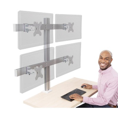 Silver Heavy-Duty Clamp-On Four Monitor Mount