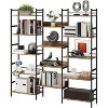 5 Tier Bookcase - Rustic Industrial Bookshelf with 14 Display Shelves, Large Open Storage Shelf for Living Room, Bedroom, Office & Study - 2 of 4