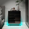 NicBex Nightstand with Adjustable LED Light,Side Table with Solid Wood Frame and 3 Drawers,Bedside Table for Bedroom,Living Room,White/Black - 2 of 4