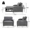 Kumasinova 3-in-1 Convertible Sleeper Sofa Bed,Cotton Linen Sofa with Pillow,Side Pockets,Loveseat Sleeper Chair for Living Room,Bedroom - 3 of 4