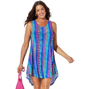 Swimsuits for All Quincy Mesh High Low Cover Up Tunic (Plus Sizes Available) - 1 of 4