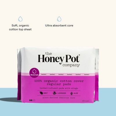 The Honey Pot Company - Herbal Postpartum Pads with Wings - Full Coverage -  Herbal Infused w/Essential Oils for Cooling Effect, Organic Cotton Cover