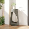 Lyngins Round Outdoor End Tables, Wood-Effect MGO Outdoor Side Table, Hollow Base Patio End Table for Outside or Indoor Use - 3 of 4