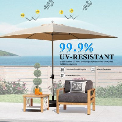 Vynxaria Rectangle Patio Umbrella - Navy Blue, Durable, UV-Resistant with Crank Lift