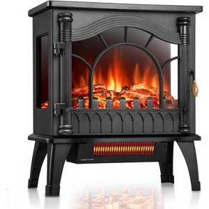 ZAFRO Freestanding Electric Fireplace Stove with Realistic Flame, 5100 BTU Electric Fireplace Heater with Retro Design, 1000W/1500W - 1 of 4