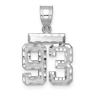 Black Bow Jewelry 14k White Gold, Varsity Collection, Small D/C Pendant, Number 93 - 1 of 3