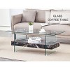43.3-in Heavy-Duty Coffee Table with Tempered Glass Top Base 250LB Capacity,Double-Layer Storage,4 Finish Options Modern Durable Design - 3 of 4