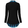 Coolmee Women's Contrast Collared Shirts Long Sleeve Patchwork Work Blouse Tunics Tops - 3 of 4