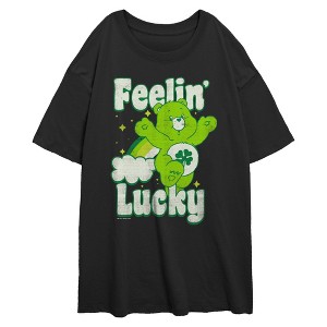 Junior's Care Bears Distressed Shamrock Feelin Lucky T-Shirt - 1 of 2