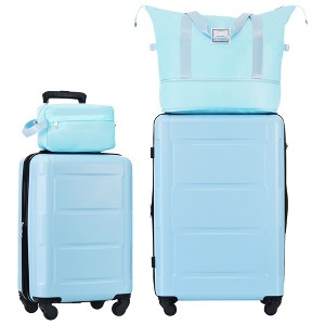 4 Piece 20"and 24" Luggage Set, ABS Lightweight Suitcase with Travel Duffel Bag, Toiletry Bag, Spinner Wheels,  TSA Lock--ModernLuxe - 1 of 4