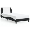 vidaXL Twin XL Bed Frame with LED Light - Faux Leather, Black/White, Plywood Slats, Waved Modern Design - 4 of 4