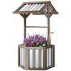 Outsunny Wooden Wishing Well Planter, Hexagon Raised Flower Bed with Galvanized Canopy, Outdoor Garden Box for Flowers and Vegetables - 4 of 4