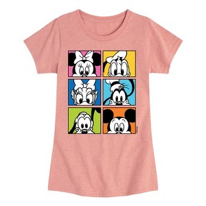 Girls' - Disney - Mickey Friends Grid Fitted Short Sleeve Graphic T-Shirt - 1 of 4