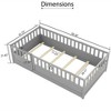 COWLOWN Twin Size Floor Bed with Safety Barrier, Wooden Children's Bed Frame with Door Opening, Pine French Design - 2 of 4