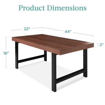 Brown Rectangular Wood and Metal Coffee Table with Butcher Block Top