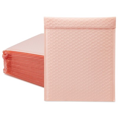 Stockroom Plus 25 Pack Light Pink Poly Bubble Mailers, Self-Adhesive Padded Envelopes (8.5 x 12 In)