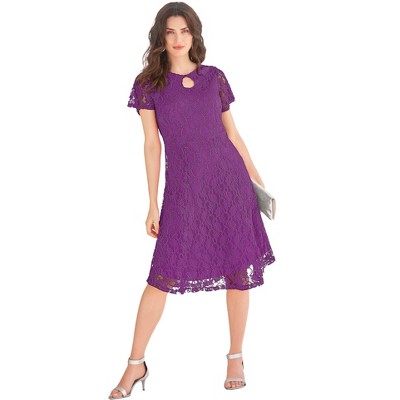 Roaman's Women's Plus Size Keyhole Lace Dress