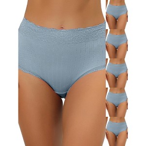 INSPIRE CHIC Women's High Waist Tummy Control Comfortable Lace Trim Ribbed Briefs 6 Packs - 1 of 4