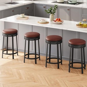 Jojoka Swivel Bar Stools,24" Counter Height Bar Stools with Footrest,Pu Leather Backless for Dining Room - 1 of 4