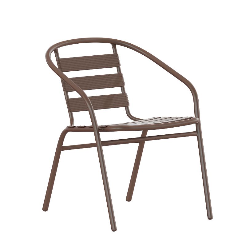 Emma and Oliver Metal Restaurant Dining Stack Chair with Aluminum Slats, 1 of 14